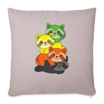 aromantic Flagge Pride LGBTQ süßer Waschbär Haufen - Sofakissenbezug 45 x 45 cm - helles Taupe - Vorne