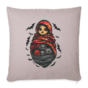 Babushka and Bats: Horror Matryoshka - Sofa pillowcase 17,3'' x 17,3'' (45 x 45 cm) - light taupe - Front