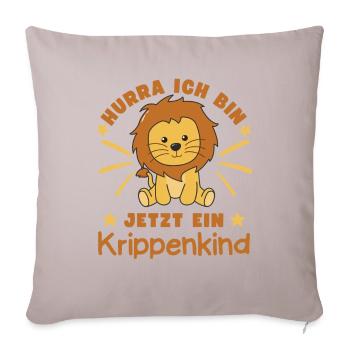 Hooray, I'm a crib kid now Leo - Sofa pillowcase 17,3'' x 17,3'' (45 x 45 cm) - light taupe - Front