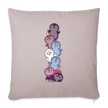 Drapeau non conforme Pride LGBTQ Pingouin mignon - Housse de coussin décorative 45 x 45 cm - taupe clair - Devant