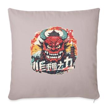 City, Temple and Silly Japanese Oni Mask - Sofa pillowcase 17,3'' x 17,3'' (45 x 45 cm) - light taupe - Front