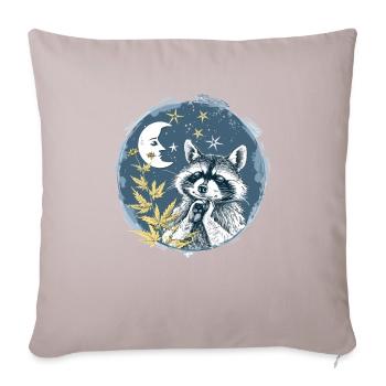 Stars, moon and sleeping raccoon - Sofa pillowcase 17,3'' x 17,3'' (45 x 45 cm) - light taupe - Front