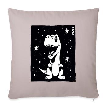 Des étoiles et un dinosaure mignon - Housse de coussin décorative 45 x 45 cm - taupe clair - Devant