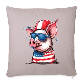 Pigtriotian Patriot: Pig of the USA - Sofa pillowcase 17,3'' x 17,3'' (45 x 45 cm) - light taupe - Front