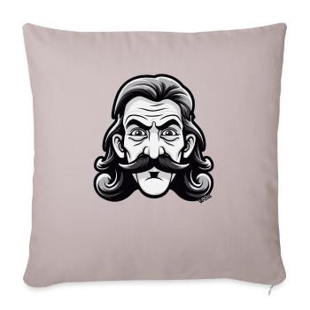 Schnurrbart Mann mit Nacken-Matte Vokuhila - Sofakissenbezug 45 x 45 cm - helles Taupe - Vorne