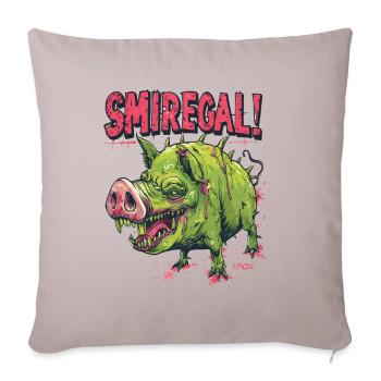 Drôle de cochon zombie : Je m’en fiche - Housse de coussin décorative 45 x 45 cm - taupe clair - Devant