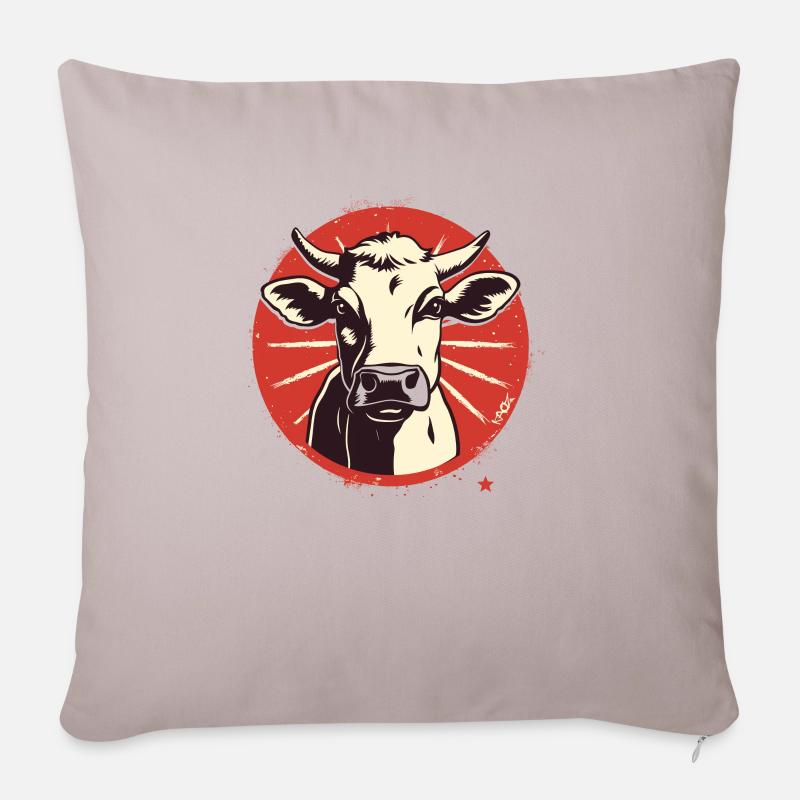 Propaganda-Kameraden-Retro-Kuh - Sofakissenbezug 45 x 45 cm - helles Taupe