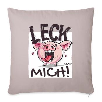 Petit cochon coquin : Lèche-moi - Housse de coussin décorative 45 x 45 cm - taupe clair - Devant