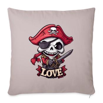 Chibi Cool et Drôle Amour Pirate Squelette - Housse de coussin décorative 45 x 45 cm - taupe clair - Devant