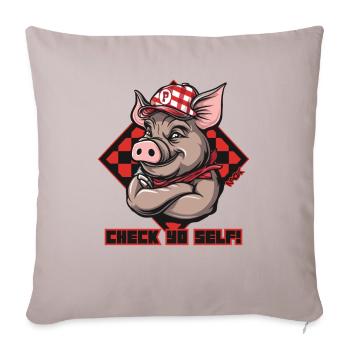 Check Yourself, Trucker Hat Pig - Sofa pillowcase 17,3'' x 17,3'' (45 x 45 cm) - light taupe - Front