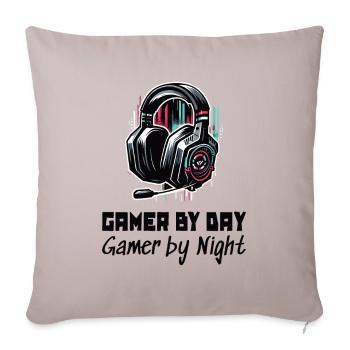 Gamer de jour comme de nuit Gaming Sleep Shirt - Housse de coussin décorative 45 x 45 cm - taupe clair - Devant