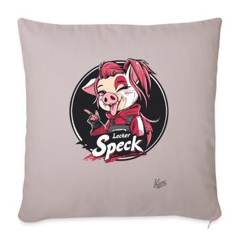Mascotte de cochon d’anime et délicieux bacon - Housse de coussin décorative 45 x 45 cm - taupe clair - Devant