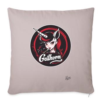 Hier kommt ein geiles Einhorn - Sofakissenbezug 45 x 45 cm - helles Taupe - Vorne