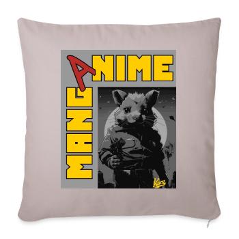 Manga animé : Hamster de la vengeance - Housse de coussin décorative 45 x 45 cm - taupe clair - Devant