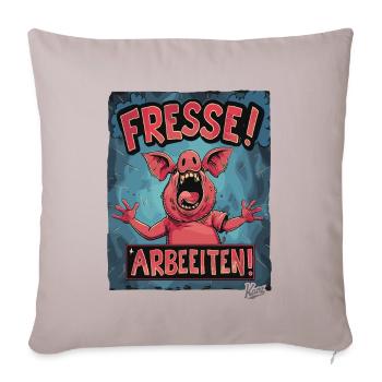 The sow the crazy pig - keep your mouth shut, work - Sofa pillowcase 17,3'' x 17,3'' (45 x 45 cm) - light taupe - Front