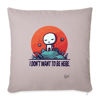 drôle mignon extraterrestre : Je ne veux pas être ici - Housse de coussin décorative 45 x 45 cm - taupe clair - Devant