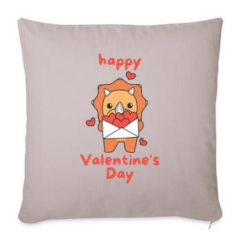 Triceratops pour la Saint-Valentin animaux mignons avec des cœurs - Housse de coussin décorative 45 x 45 cm - taupe clair - Devant