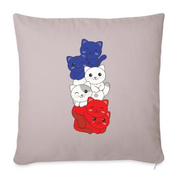 Drapeau français Cat France française - Housse de coussin décorative 45 x 45 cm - taupe clair - Devant