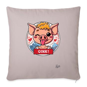 Petit cochon mignon : OINK ! - Housse de coussin décorative 45 x 45 cm - taupe clair - Devant