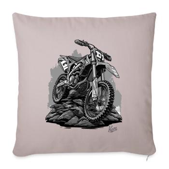 Dirt Bike Motocross: Staub, Schweiß und Kettenöl - Sofakissenbezug 45 x 45 cm - helles Taupe - Vorne