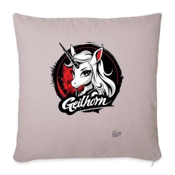 Geilhorn: Dieses Geile Einhorn-Pferd - Sofakissenbezug 45 x 45 cm - helles Taupe - Vorne