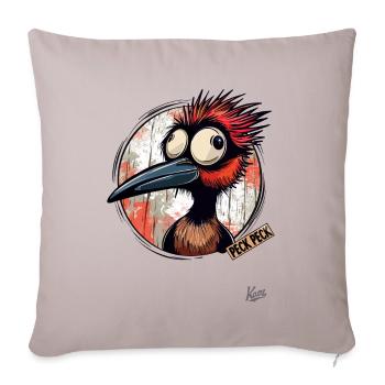 pick pock: Verrückter Lustiger Specht - Sofakissenbezug 45 x 45 cm - helles Taupe - Vorne