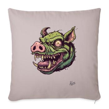 Massiver Grüner Schweine-Zombie-Kopf - Sofakissenbezug 45 x 45 cm - helles Taupe - Vorne
