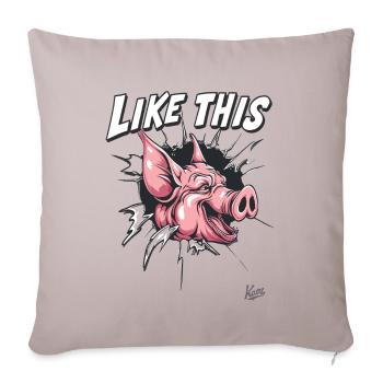 Percée : Comme ce cochon drôle - Housse de coussin décorative 45 x 45 cm - taupe clair - Devant