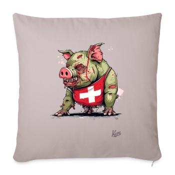 Drapeau suisse : Cochon zombie - Housse de coussin décorative 45 x 45 cm - taupe clair - Devant