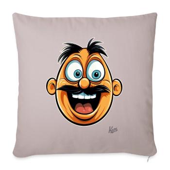 Lustiger Cartoon -Typ mit Schnurrbart - Sofakissenbezug 45 x 45 cm - helles Taupe - Vorne