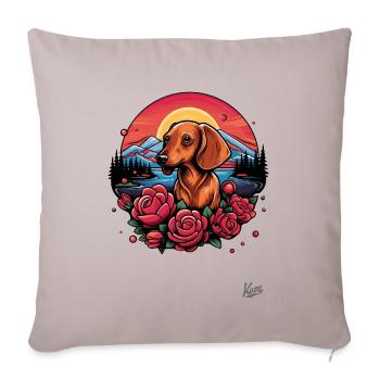 Sunset and Dachshund of Roses: Nature Love - Sofa pillowcase 17,3'' x 17,3'' (45 x 45 cm) - light taupe - Front