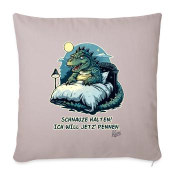 Crocodile alligator au lit, museau je veux dormir - Housse de coussin décorative 45 x 45 cm - taupe clair - Devant