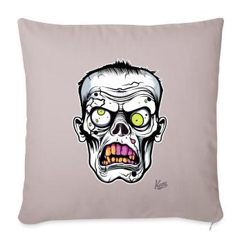 Super Lustiger Blasser Zombie-Totenkopf-Schädel - Sofakissenbezug 45 x 45 cm - helles Taupe - Vorne