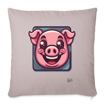 Cute little cartoon piggy in frame - Sofa pillowcase 17,3'' x 17,3'' (45 x 45 cm) - light taupe - Front