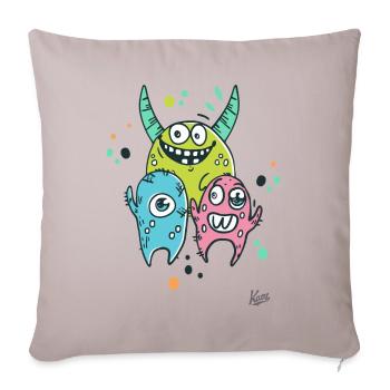 Little colorful monster friends - Sofa pillowcase 17,3'' x 17,3'' (45 x 45 cm) - light taupe - Front