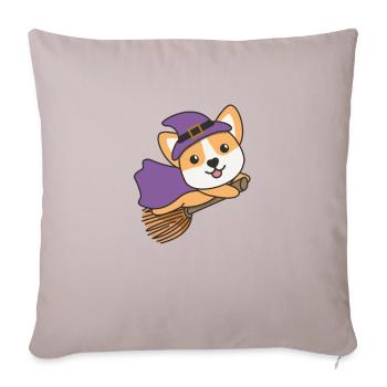Corgi Halloween Witch Kids Witches Costume - Sofa pillowcase 17,3'' x 17,3'' (45 x 45 cm) - light taupe - Front