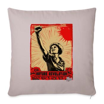 Révolution de la nature et femme aux fleurs - Housse de coussin décorative 45 x 45 cm - taupe clair - Devant