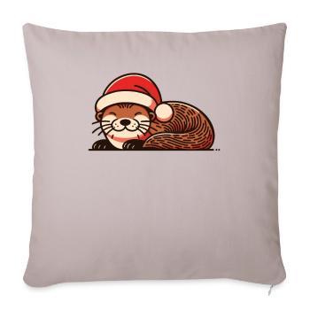 Chapeau de Noël Loutre de Noël - Housse de coussin décorative 45 x 45 cm - taupe clair - Devant