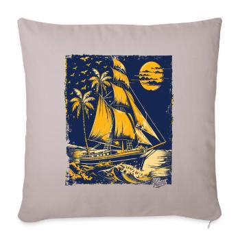 Voilier bleu et jaune - Housse de coussin décorative 45 x 45 cm - taupe clair - Devant