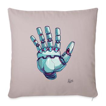 Main robotique avec lumières et câbles – Cyborg - Housse de coussin décorative 45 x 45 cm - taupe clair - Devant