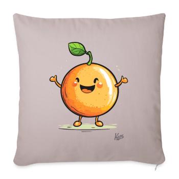 Orange joyeux et drôle - Housse de coussin décorative 45 x 45 cm - taupe clair - Devant