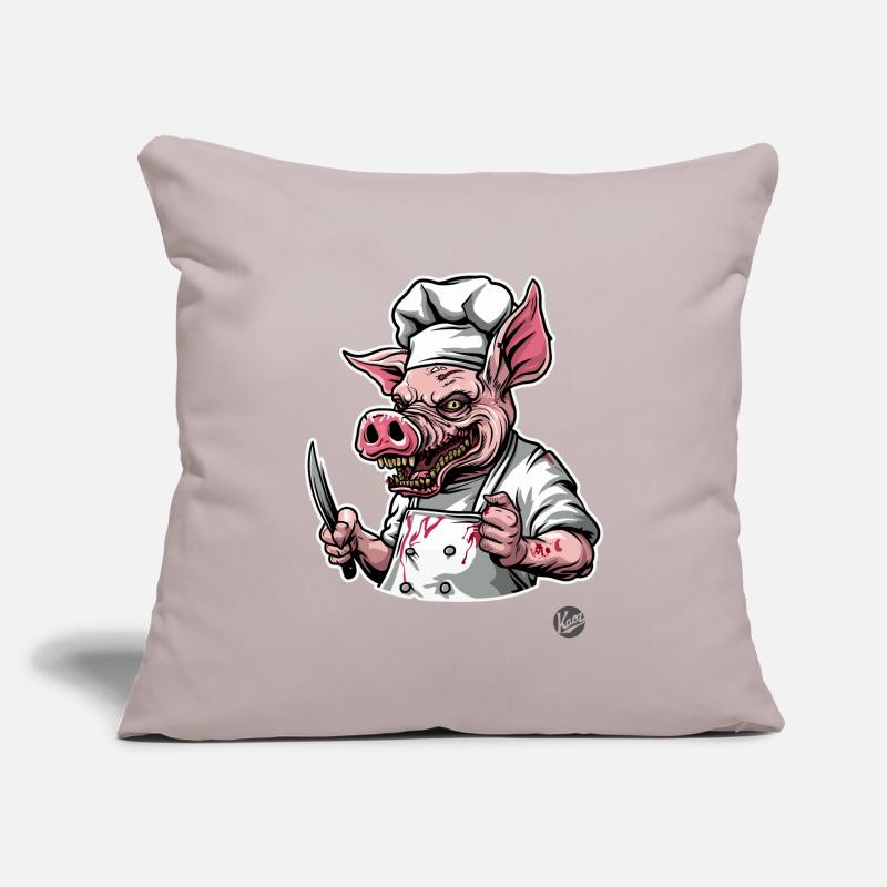 Faisons du saucisson avec le chef cochon Housse de coussin décorative 45 x 45 cm