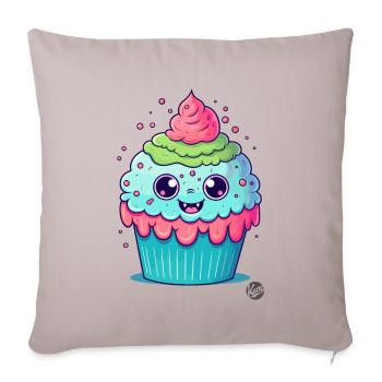 Überdosis Niedlichkeit - Süßestes Cupcake - Sofakissenbezug 45 x 45 cm - helles Taupe - Vorne