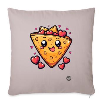 Love, Nachos and Hearts - Sofa pillowcase 17,3'' x 17,3'' (45 x 45 cm) - light taupe - Front
