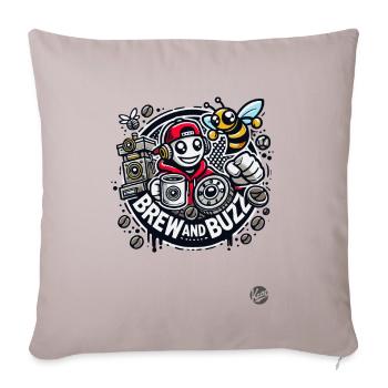 Coffee and music lover design with bee - Sofa pillowcase 17,3'' x 17,3'' (45 x 45 cm) - light taupe - Front