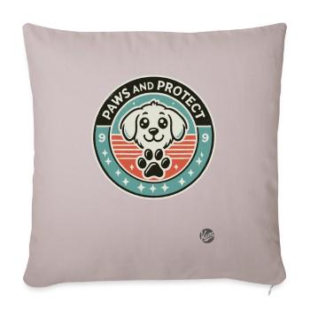 Dog Motif "Paws and Protect" Cute Dog - Sofa pillowcase 17,3'' x 17,3'' (45 x 45 cm) - light taupe - Front