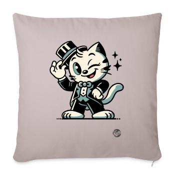 Bonjour Bonjour, Chat de dessin animé rétro classique - Housse de coussin décorative 45 x 45 cm - taupe clair - Devant