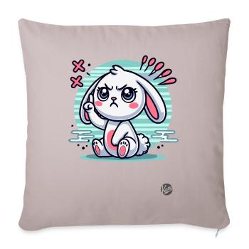 Mignon lapin blanc pointant le doigt - Housse de coussin décorative 45 x 45 cm - taupe clair - Devant