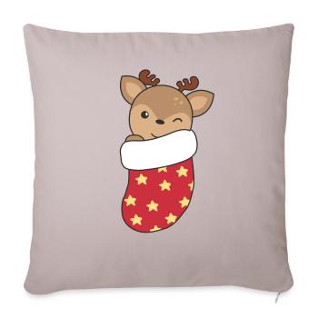 Cerf mignon en chaussette de Noël pour cerf de Noël - Housse de coussin décorative 45 x 45 cm - taupe clair - Devant
