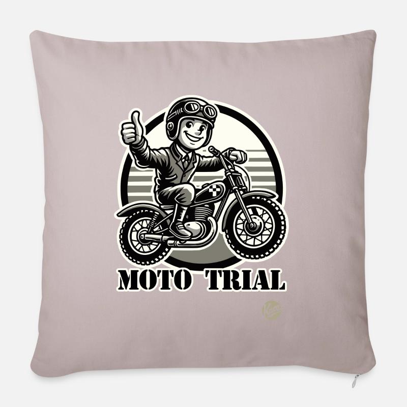 Old School Retro Motocross Moto Trial - Sofakissenbezug 45 x 45 cm - helles Taupe